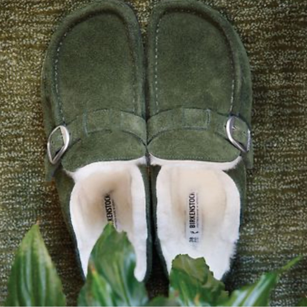 Birkenstock Women’s  Green Suede Shoes